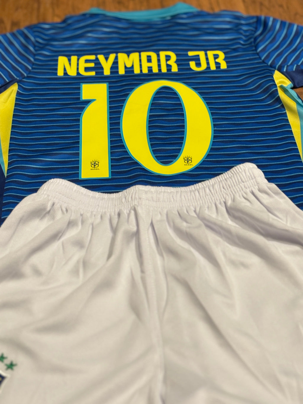 Neymar Jr Blue Brazil Away Jersey Kids Soccer Jersey Set Youth & Toddler Sizes
