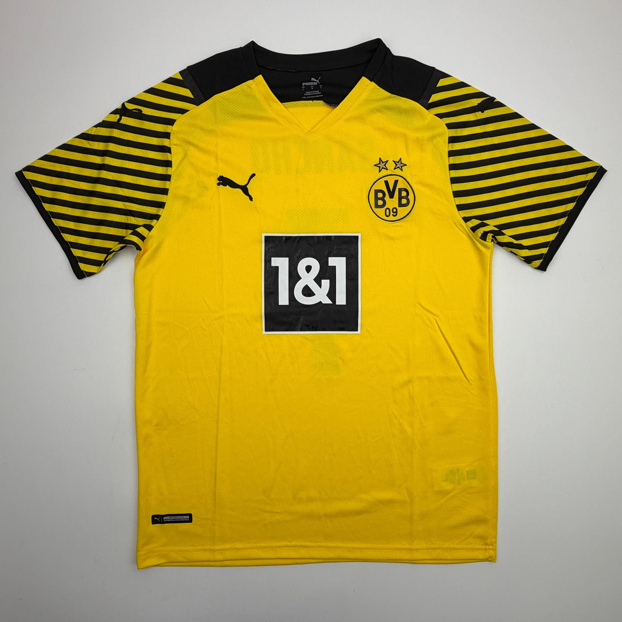 Autographed/Signed Jadon Sancho Borussia Dortmund Yellow Soccer Futbol Jersey Beckett BAS COA