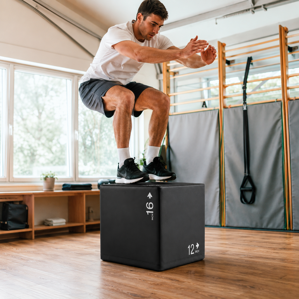 3 In 1 Foam Plyometric Box with 3 Heights and Easy-to-Clean PU Cover