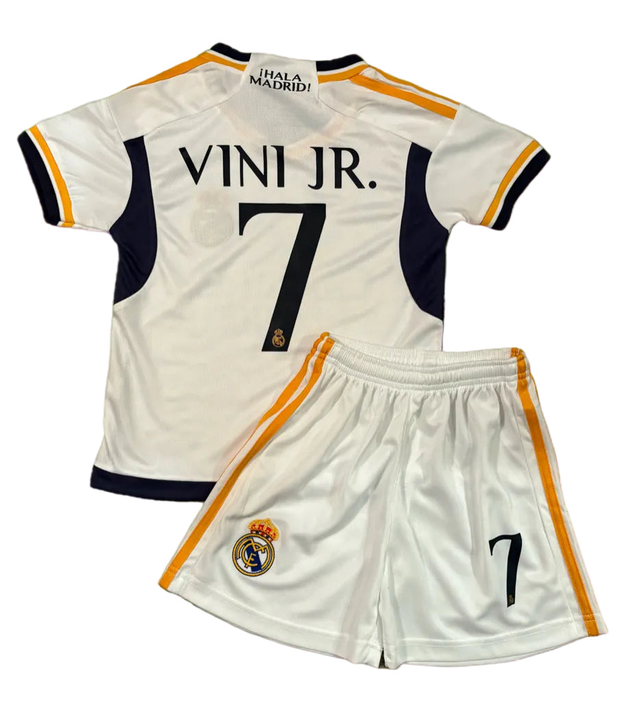 Vini Jr Kids Jersey White/Gold Real Madrid Youth and Toddler Sizes