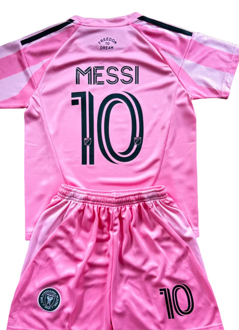 New Pink Lionel Messi Home Kids Soccer Jersey Pink Set of 2 | Toddler & Youth