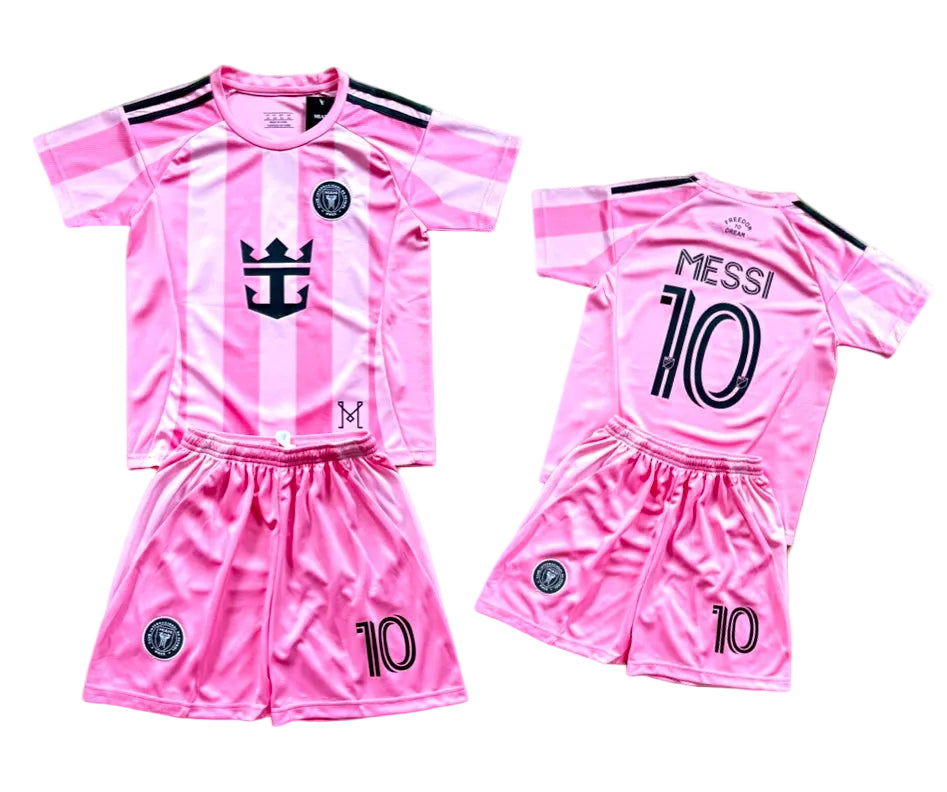 New Pink Lionel Messi Home Kids Soccer Jersey Pink Set of 2 | Toddler & Youth