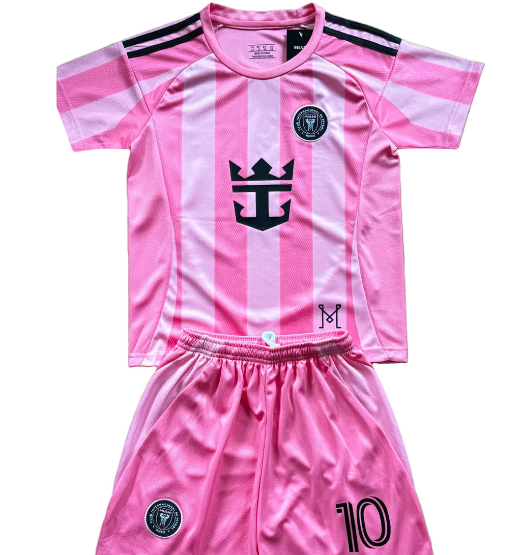 New Pink Lionel Messi Home Kids Soccer Jersey Pink Set of 2 | Toddler & Youth