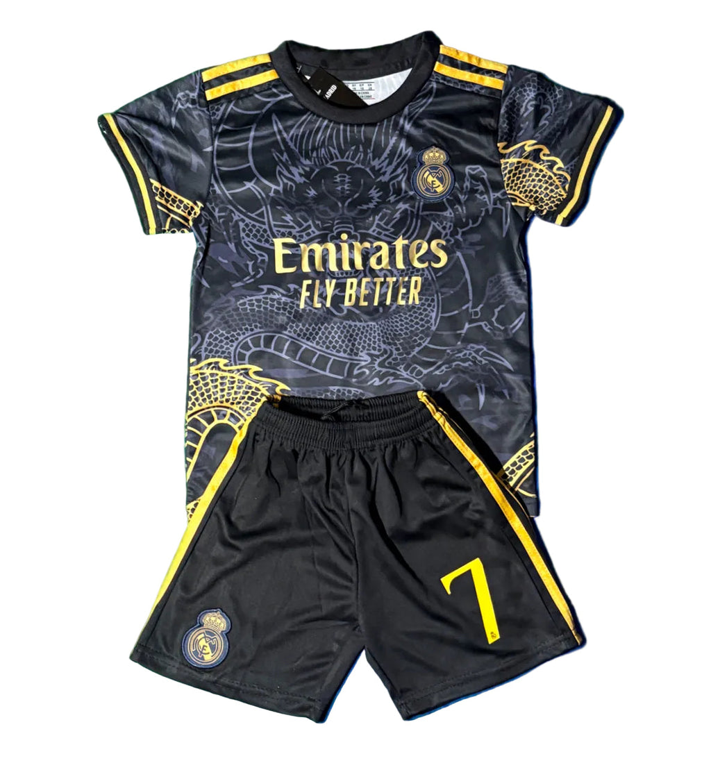 Ronaldo 7 Dragon Edition Real Madrid Exclusive 3rd Soccer Jersey Toddler/Youth Kids Kit