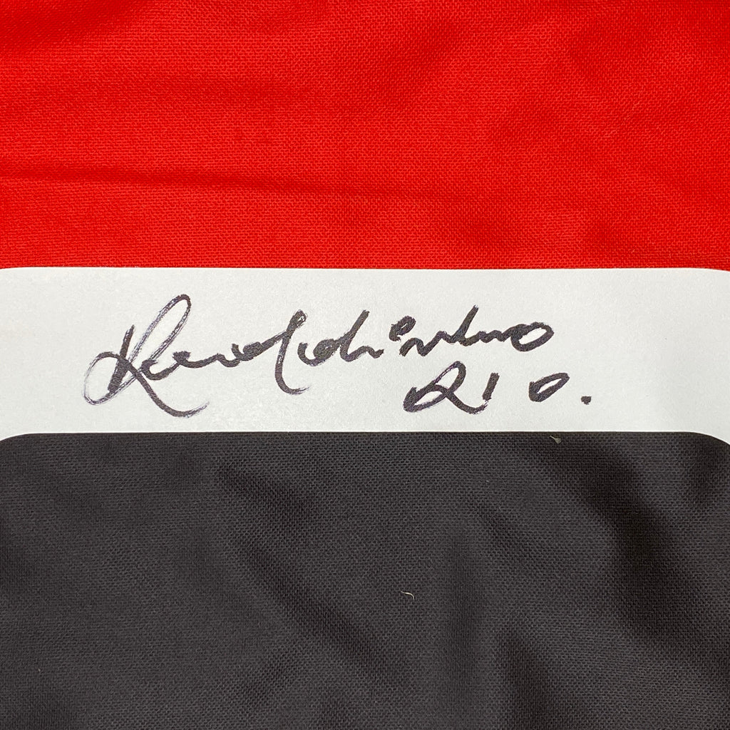 Autographed/Signed Ronaldinho AC Milan Red/Black Soccer Futbol Jersey Beckett BAS COA