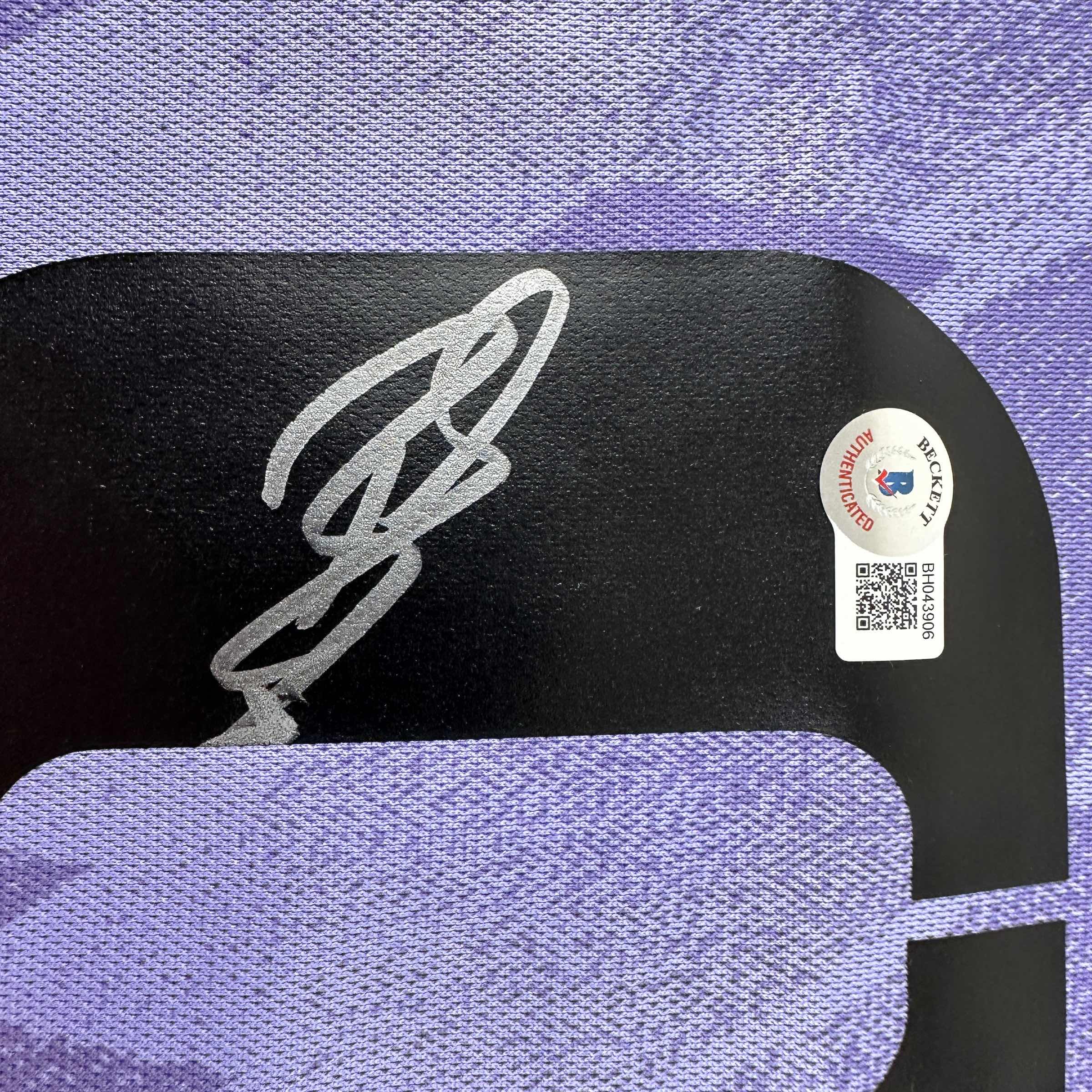 Autographed/Signed Karim Benzema Real Madrid 2022-23 Purple Soccer Jersey Beckett BAS COA