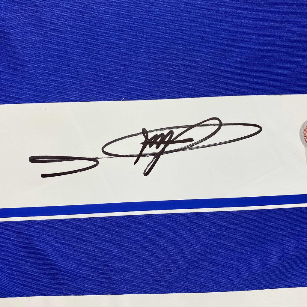 Autographed/Signed Didier Drogba Chelsea FC Blue Soccer Futbol Jersey Beckett BAS COA