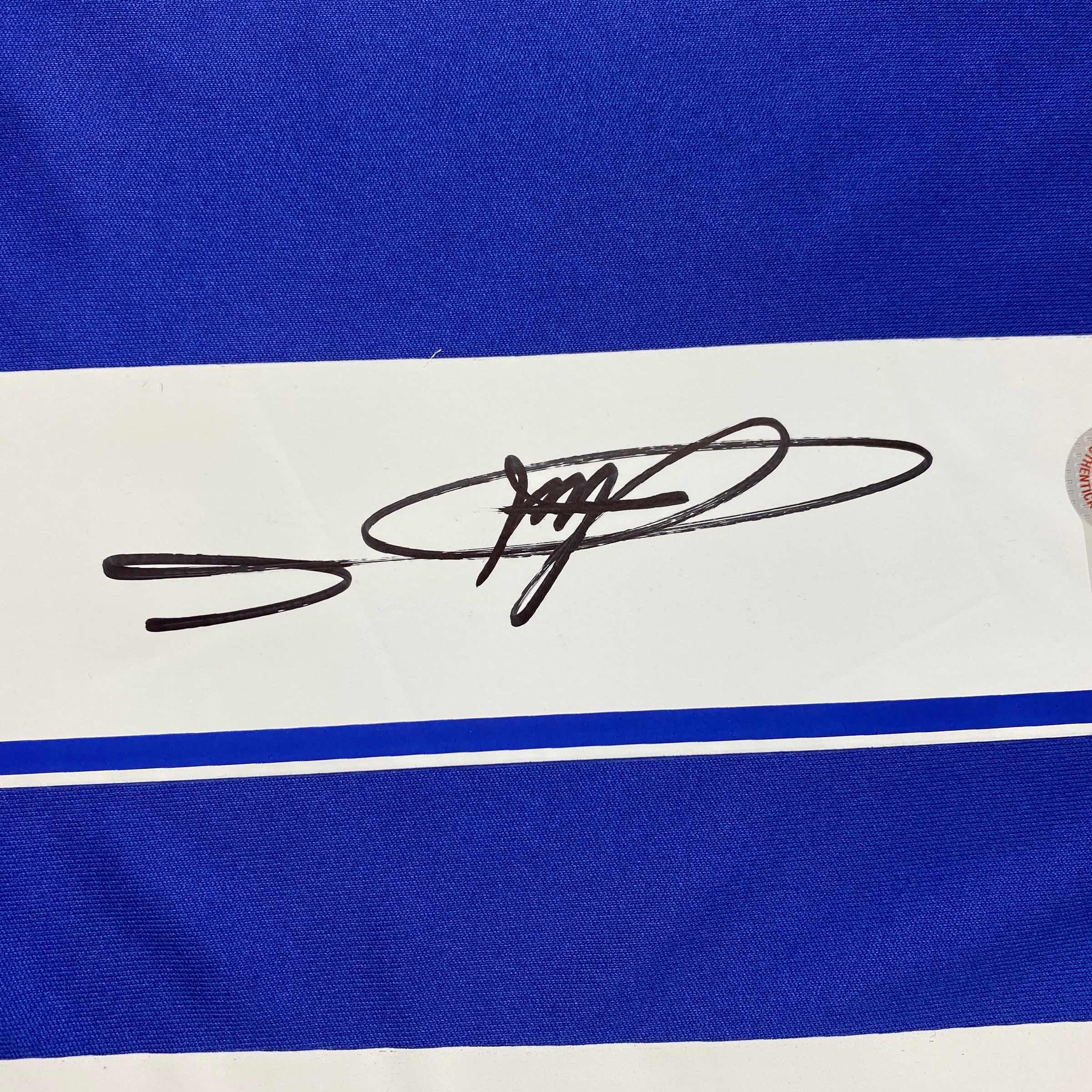Autographed/Signed Didier Drogba Chelsea FC Blue Soccer Futbol Jersey Beckett BAS COA
