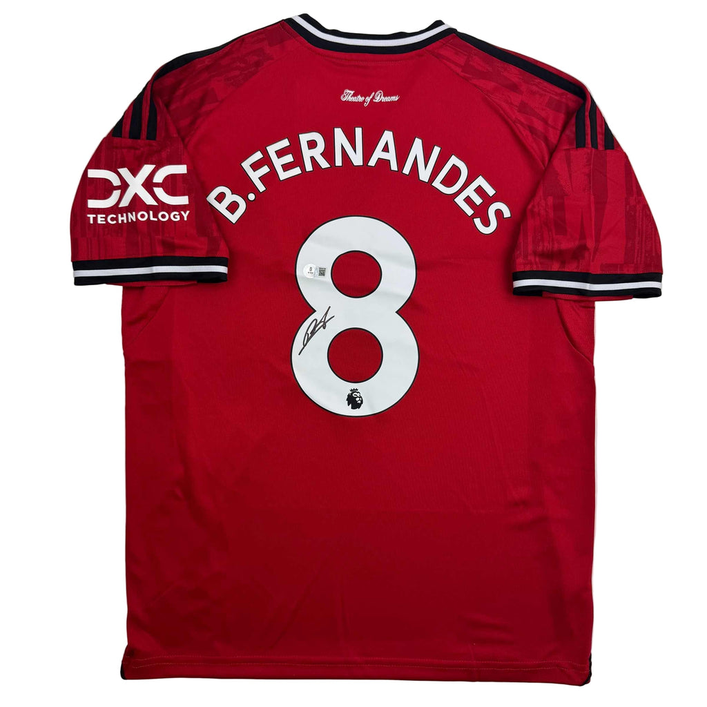 Autographed/Signed Bruno Fernandes Manchester United Red Soccer Jersey Beckett BAS COA