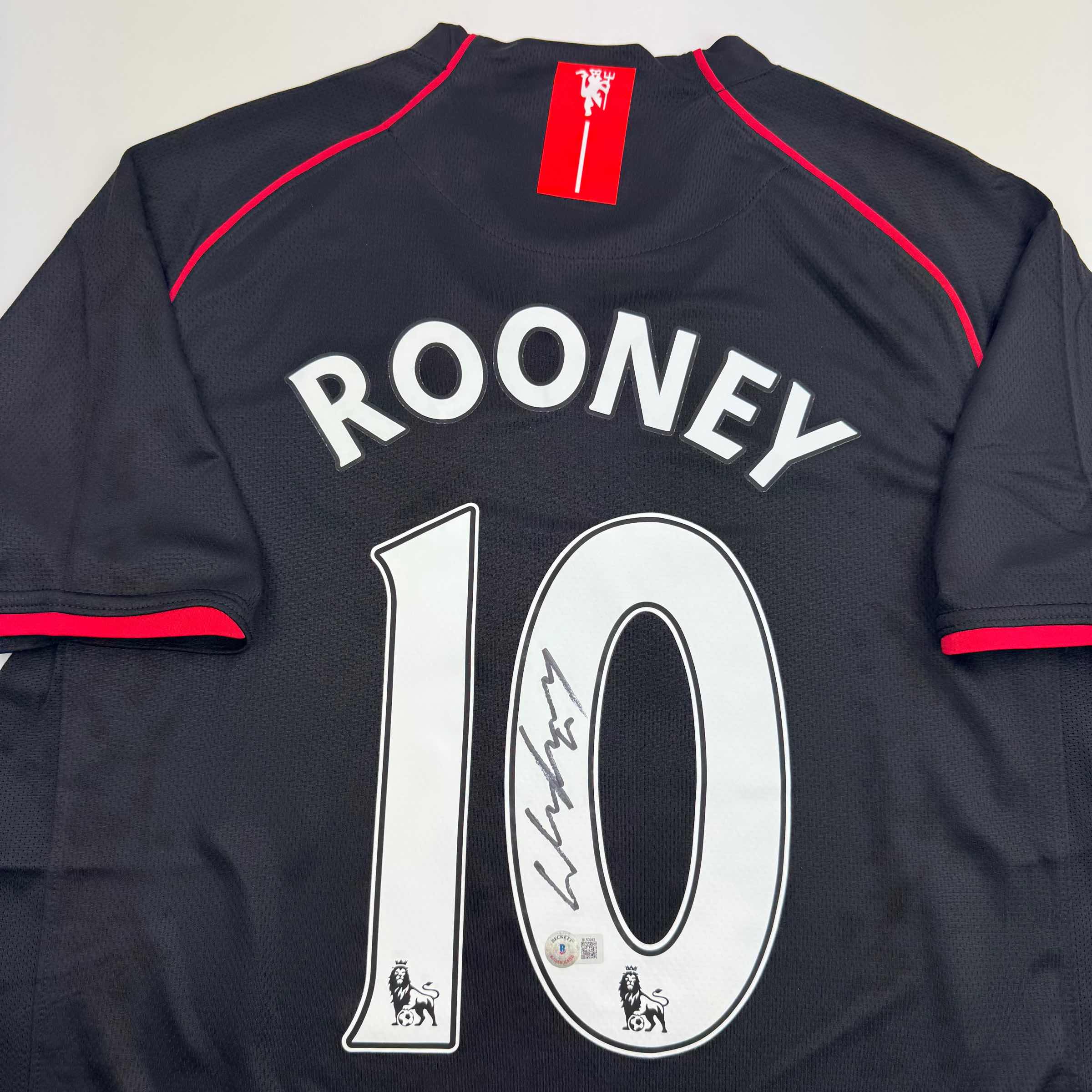 Autographed/Signed Wayne Rooney Manchester United Black 2008 Soccer Jersey Beckett BAS COA