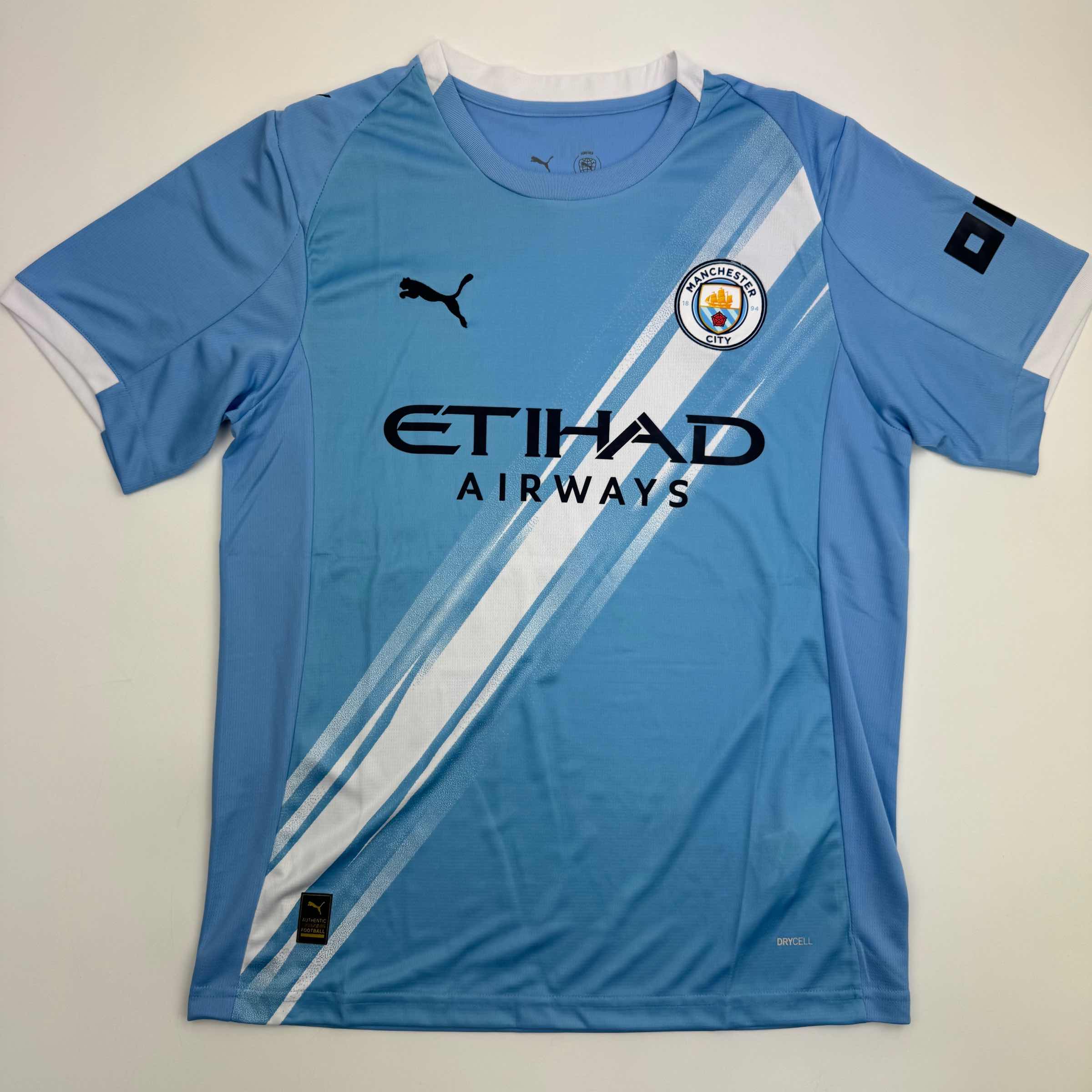 Autographed/Signed Savinho Manchester City Blue Soccer Futbol Jersey Beckett BAS COA