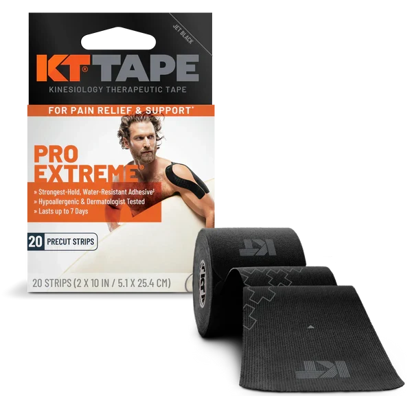 KT Tape Pro Extreme Kinesiology Tape, Black (Case of 8 x 20-Count Boxes)