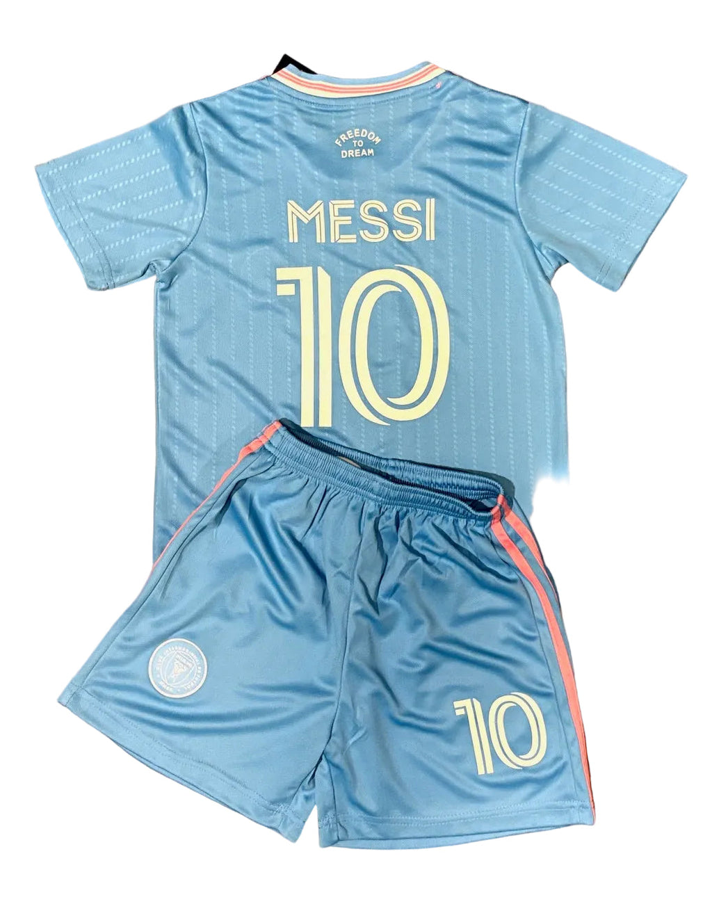 Lionel Messi Kids Blue Miami Soccer Jersey Set Football Youth Toddler